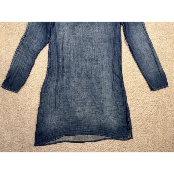 Cloth & Stone Anthropologie Dress Blue Cold Shoulder 100%‎ Cotton Soft Small S - Picture 3 of 13